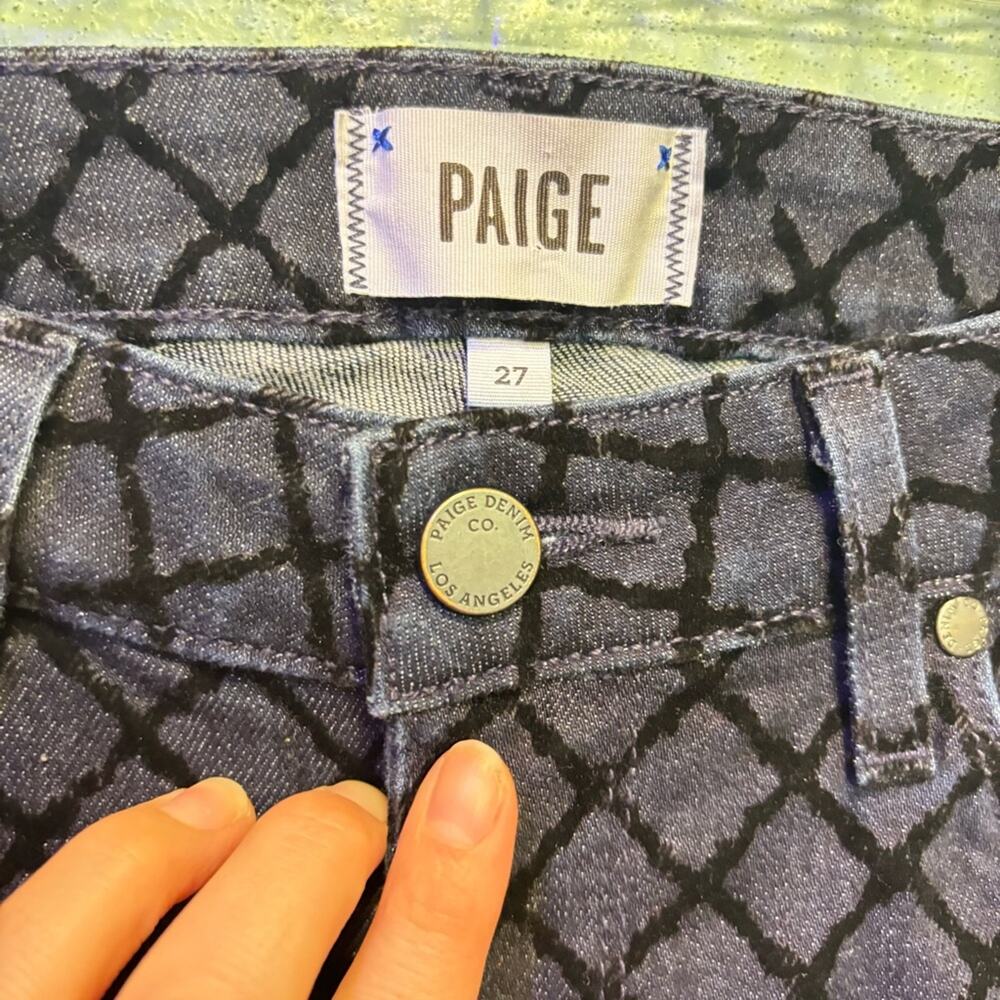 PAIGE Women’s Verdugo Ultra Skinny Velvet Diamond Patterned Denim Jeans Size 27 - Picture 2 of 11